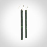 Hand carved large New Zealand jade drop earrings. Made by NZ Pacific from real jade. Online jewellery for sale online by NZ Pacific. Hand carved here in New Zealand by Ric Moor.